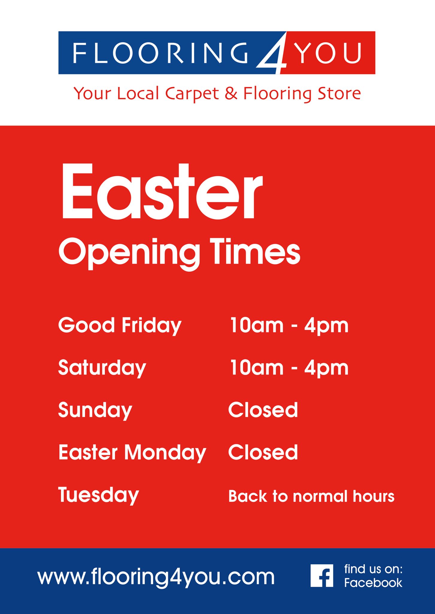 Easter opening times 2024 Flooring 4 You